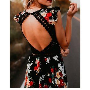 Floral Embroidered High-Low Maxi Dress